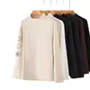 Camiseta interior térmica de color liso para hombre para otoño e invierno, cuello semi-alto, manga larga, simple, top de forro polar cepillado por ambos lados