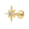 Pendientes de Hélice para Hélice de Oreja con Estrella de Ocho Puntas de Plata de Ley S925 para Mujer, Lujo Ligero de Alta Gama, Pendientes de Hélice Transfronterizos con Base Plana