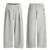 Pantalones Deportivos Grises Estilo Americano de Moda Más Vendidos Unisex Sueltos Versátiles de Doble Pinza Caídos de Pierna Ancha Casuales