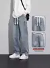 Jeans Reto Largo Solto Fino 2025 Primavera, Outono e Verão Masculino de Perna Larga Casual Americano Workwear Calças Longas