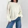 Suéter de punto trenzado con cuello redondo, patrón de rombos, liso, holgado, color liso, para mujer, nuevo estilo otoño e invierno, comercio exterior transfronterizo, para ir al trabajo