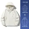 Traje Três em Um Masculino Duas Peças Destacável Outono Inverno Impermeável Corta-vento Suit de Montanhismo Jaqueta Feminina LOGO Imprimível