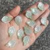 20 piezas de hojas de peonía de vidrio de tamaño pequeño (15 x 22 mm), horquilla antigua para el cabello, horquilla de jade, hojas de flores, accesorios de joyería