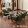 Sofá Perezoso Moderno para Balcón Silla Individual para Apartamentos Pequeños, Silla de Ocio para Hotel y Oficina, Mesa de Café, Silla de Cuero Cómoda de Lujo Ligero para Apartamento