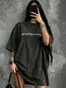 Camiseta Feminina Manga Curta Tendência Estilo Coreano Marca Despojada Algodão Puro, Novo Modelo de Verão com Design Vintage Lavado, Top Básico