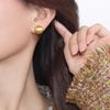 Pendientes de bola semicircular de metal mate cepillado de lujo de moda europea y americana, diseño de nicho, pendientes de temperamento que combinan con todo, populares en línea