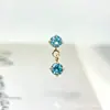 Pendientes Colgantes Pequeños Redondos de Circonita de Aleación de Titanio F-136 Pendientes de Labio de Titanio G23 con Rosca Interna Joyería para Piercing