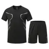 Conjunto Deportivo Casual de Manga Corta de Seda Helada de Verano para Hombre, Running, Fitness, Transpirable, Delgado, Camiseta y Pantalones Cortos de Pareja, Dos Piezas