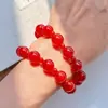 Pulseira de Ágata Calcedônia Vermelha Natural Transparente Gelo 7A de Alta Qualidade Multi-Círculos Luxo Acessível Nicho Pulseira de Contas de Ponta