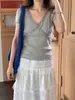 Camiseta de Encaje con Diseño de Hongos, Cuello en V, Manga Corta para Mujer Weisheng 2025 Verano Nueva Camisa Informal Chic