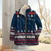 2025 Nueva Sudadera de Algodón para Mujer con Cuello Alto Cruzado, Plisada, Estampado Navideño, Botones, Stand-Up Independiente Temu 2