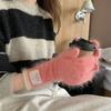 Guantes de punto de seda de vaca/Boniu con adhesivo de pelo de conejo, con dedos expuestos y muñeca larga, para pantalla táctil, para mujer, otoño e invierno, cálidos, para montar a caballo y protegerse del frío.