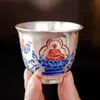 Fábrica 999 Plata Dorada Buda Sentado Loto Taza de Té Taza Maestra Taza de Té de Cerámica Taza de Té Kung Fu de Alta Gama Taza Individual
