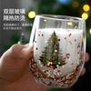 Taza de agua de vidrio de borosilicato con forma de huevo, de doble capa aislada, taza para café, jugo, taza de bebida creativa con lentejuelas fluidas, árbol de Navidad