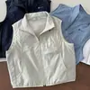 Chaleco Ligero de Doble Capa para Exteriores para Niños Medianos y Mayores, Chaleco Casual con Cuello Alto de Doble Cremallera, Chaleco de Primavera, Otoño, Verano