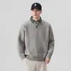 Suéter de alta gama de imitación de dos piezas para hombre, marca de moda otoño e invierno, patchwork a cuadros simple, tejido de punto con cuello de camisa cálido y engrosado