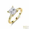 Anillo de Plata de Ley S925 con Moissanita Completa Anillo de Moissanita de Corte Princesa con Cuatro Garras Anillo Cerrado Vendedor Caliente de Amazon