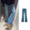 Calça Jeans Flare Cintura Alta Plus Size para Mulheres, Tendência de Inverno Versátil Novo Estilo, Calça Flare Boca de Sino Elástica Retro Emagrecedora para Mulheres Plus Size