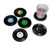 Posavasos de silicona transfronterizos para discos de vinilo retro, almohadilla aislante para CD, juego de seis piezas, posavasos redondos aislantes