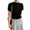 Estilo Coreano Temperamento Gola Alta Pequena Emagrecedor Valoriza o Corpo Versátil Malha Manga Curta Top de Outono Gola Meio Alta Ombro Normal Suéter Camada Base