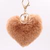 Llavero de Peluche con Forma de Corazón Rojo de Moda para Pareja, Colgante de Bola de Pelo de Conejo Sintético para Bolso, Accesorio para Coche al por Mayor