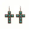 Explosiones Transfronterizas Pendientes de Aro Cruzados de Piedra de Pino Retro de Alta Gama Pendientes Exagerados Joyería Creativa Bohemia para Orejas