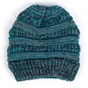 Gorro de lana para mujer, coleta, tejido, color, hilo variado, hilo de color, otoño e invierno europeo y americano, gorro pullover multicolor, gorro de copa hueca, transfronterizo