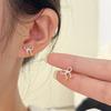 Pendientes de lazo hueco para mujer, sencillos, pequeños y exquisitos, con todo incluido, con un diseño dulce y un corazón para niña.