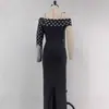 Vestido Largo Aliexpress Transfronterizo de Un Hombro Manga Sola con Pedrería Sexy de Celebridad Vestido de Vendaje Vestido de Gala Vestido de Noche