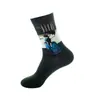 Calcetines Divertidos de Moda Novedosos Talla 37-44 Calcetines de Longitud Media para Hombres y Mujeres Calcetines Rústicos Calcetines de Algodón Calcetines de Pintura al Óleo Flor Real