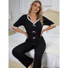 Novo Estilo Europeu e Americano Doce Conjunto para Casa com Babados e Laço para Mulheres Solto Casual Fino Conjunto de Pijama de Duas Peças Pode Ser Usado Fora