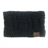 2018 Transfronterizo ebay Europa y Estados Unidos explosiones banda para el pelo trenzada de punto gorro de lana hueco etiqueta CC gorro para coleta