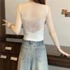 Camisole Sexy com Costas Nuas em Renda para Mulheres, Novo Estilo de Verão, Ajuste Slim, Valoriza a Silhueta, Top Sem Mangas