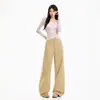 Jeans de pierna ancha para mujer transfronterizos, estilo retro americano, algodón, hasta el suelo, color avena, extralargos con etiquetas