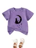 Amazon eBay Estação Independente Moda Personalidade Versátil Divertido Roupas Infantis Lua Gato Estrelas Gola Redonda Manga Curta Camiseta