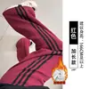 Calça de moletom feminina cinza, novo estilo outono/inverno 2026, casual, corte solto, perna afunilada, três listras, forro interno de fleece, estilo americano
