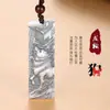 Plata Pura 999 Bolsa Antigua Bagua Navideño Vaca Retro Colgante de Plata Esterlina Collar de Pareja para Hombres y Mujeres