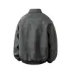 2026 Nueva Chaqueta de Cuero Mate Tie-Dye de Otoño/Invierno Transfronteriza para Hombre de Corte Holgado con Cuello de Solapa Talla Grande Moda Casual Abrigo Cárdigan