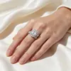 Exclusivo para Cross-border Wish Venta Caliente Nuevo Adorno de Cobre Zircón Blanco Anillo de Princesa Diamante de Imitación Anillo de Compromiso Venta Directa