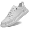 Zapatos Blancos de Cuero para Hombre de Primavera y Otoño, Zapatos Casuales sin Cordones, Tenis Cosidos a Mano, Zapatos de Cuero Retro de Moda Estilo Coreano
