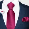 2026 Novo Modelo Formal Cor Sólida Conjunto de Gravata, Lenço de Bolso e Abotoaduras Masculino Grande Quantidade em Estoque