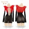 Feimu Lencería Sexy Color Degradado Atractivo Malla Hueca Body Ajustado Sexy Coqueto Transparente Camisón de Pecho Abierto 7578