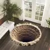 Alfombra Redonda de Visión Estereoscópica Más Vendida Transfronteriza, Felpudo Decorativo de Sala de Estar de Terciopelo de Cristal, Felpudo Absorbente de Agua, Alfombra de Mesita de Noche para Dormitorio