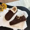 Estilo Retrô Simples Versátil Quente Sapatos Birkenstock para Mulheres Moda Inverno 2026 Sola Grossa Forrado com Lã Quente Casual Botas de Neve