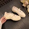 Sapatos de Treino Alemães Estilo Ballet em Couro Genuíno Vintage para Mulheres, Novos 2026 Versáteis Sapatos Mary Jane com Patchwork Velcro e Solado Grosso