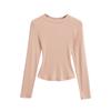 26 Cores Outono Novo Cor Sólida Slim Fit Elástica Camiseta Básica Skims Europeia e Americana Gola Redonda Emagrecedora Roupa Íntima Camiseta de Manga Longa para Mulheres