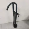 Grifo de Bañera de Pie Color Bronce Gunmetal Columna Cubo de Madera Lateral para Tanque Lavabo Montaje en Pared Cabezal de Ducha Independiente Frío y Caliente