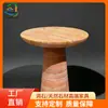 Mesa auxiliar de columna de champiñón de travertino cálido, mesa de centro moderna de lujo suave para sala modelo, mesa de rincón de piedra para oficina de ventas hecha a medida