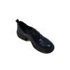 Versão em Couro~Mocassins de Solado Grosso com Fechos de Velcro, Sapatos de Couro Slip-On, Versáteis para o Dia a Dia, Sapatos de Salto Grosso Únicos em Couro Genuíno para Mulheres