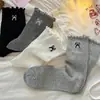 Calcetines de media pantorrilla para mujer, calcetines largos finos de malla transpirable para primavera y verano, calcetines con volantes bordados de lazo